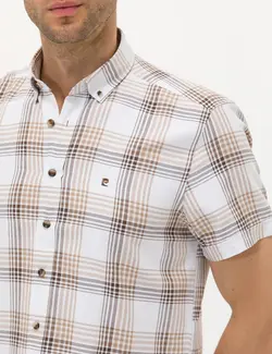 پیراهن آستین کوتاه مردانه یقه برگردان قهوه ای  پیرکاردین