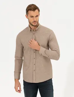 پیراهن آستین بلند مردانه بژ پیرکاردین