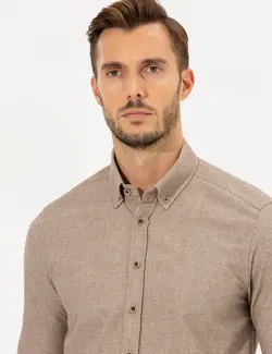 پیراهن آستین بلند مردانه بژ پیرکاردین