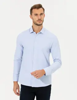 پیراهن آستین بلند مردانه جذب آبی روشن پیرکاردین