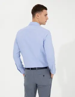 پیراهن آستین بلند مردانه جذب آبی پیرکاردین