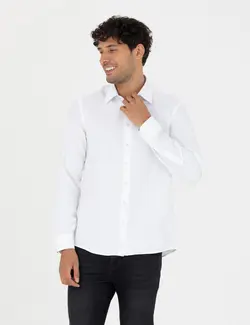 پیراهن آستین بلند مردانه جذب سفید پیرکاردین