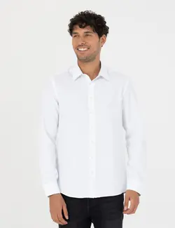 پیراهن آستین بلند مردانه جذب سفید پیرکاردین