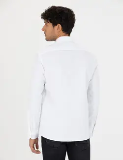 پیراهن آستین بلند مردانه جذب سفید پیرکاردین