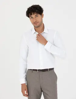 پیراهن آستین بلند مردانه جذب سفید پیرکاردین
