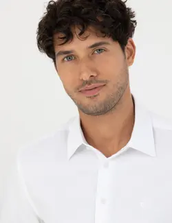 پیراهن آستین بلند مردانه جذب سفید پیرکاردین