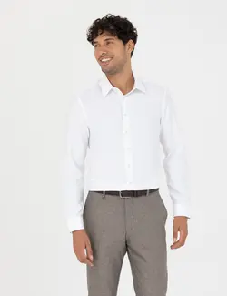 پیراهن آستین بلند مردانه جذب سفید پیرکاردین