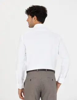 پیراهن آستین بلند مردانه جذب سفید پیرکاردین