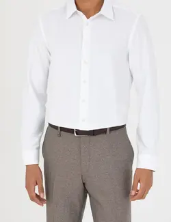 پیراهن آستین بلند مردانه جذب سفید پیرکاردین