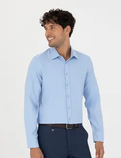 پیراهن آستین بلند مردانه جذب آبی تیره پیرکاردین