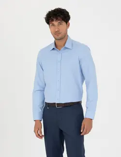 پیراهن آستین بلند مردانه جذب آبی تیره پیرکاردین