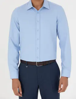 پیراهن آستین بلند مردانه جذب آبی تیره پیرکاردین