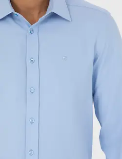 پیراهن آستین بلند مردانه جذب آبی تیره پیرکاردین
