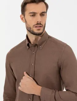 پیراهن آستین بلند مردانه جذب آجری پیرکاردین