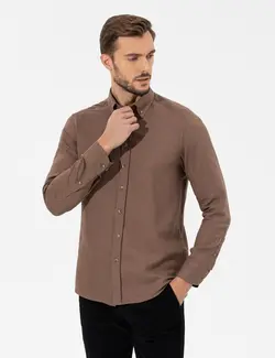 پیراهن آستین بلند مردانه جذب آجری پیرکاردین