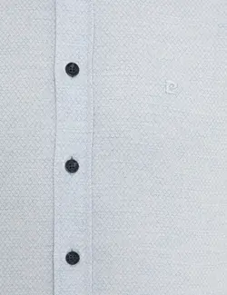 پیراهن آستین بلند مردانه یقه برگردان طرحدار جذب آبی روشن پیرکاردین