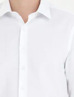 پیراهن آستین بلند مردانه یقه برگردان نخی جذب سفید پیرکاردین