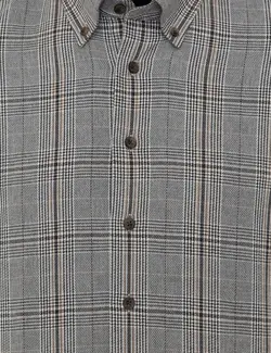 پیراهن آستین بلند مردانه یقه برگردان چهارخانه سیاه پیرکاردین