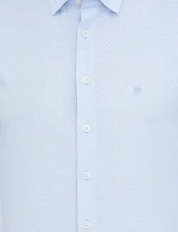 پیراهن آستین بلند مردانه یقه برگردان طرحدار جذب آبی روشن پیرکاردین