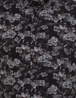 پیراهن آستین بلند مردانه یقه برگردان بدون جیب طرحدار سیاه پیرکاردین