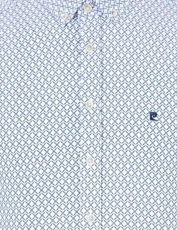 پیراهن آستین بلند مردانه یقه برگردان طرحدار جذب سرمه ای پیرکاردین