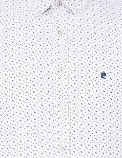 پیراهن آستین بلند مردانه یقه برگردان طرحدار جذب سرمه ای پیرکاردین