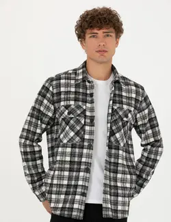 پیراهن آستین بلند مردانه اورسایز یقه برگردان جیبدار سیاه پیرکاردین