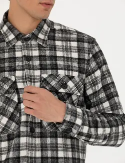 پیراهن آستین بلند مردانه اورسایز یقه برگردان جیبدار سیاه پیرکاردین