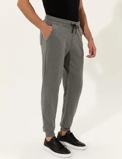 شلوار راحتی مردانه نخی خاکستری ملانژ پیرکاردین