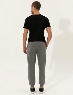 شلوار راحتی مردانه نخی خاکستری ملانژ پیرکاردین