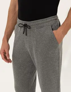 شلوار راحتی مردانه نخی خاکستری ملانژ پیرکاردین