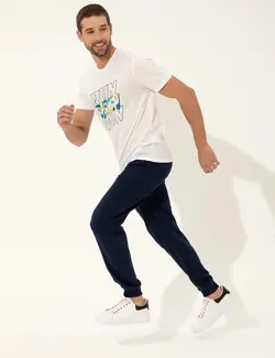 شلوار راحتی مردانه نخی سرمه ای پیرکاردین