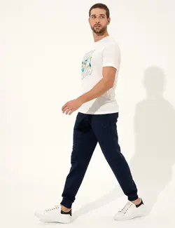 شلوار راحتی مردانه نخی سرمه ای پیرکاردین