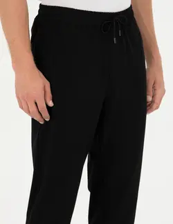 شلوار راحتی مردانه نخی جذب سیاه پیرکاردین