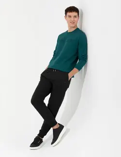 شلوار راحتی مردانه نخی معمولی سیاه پیرکاردین