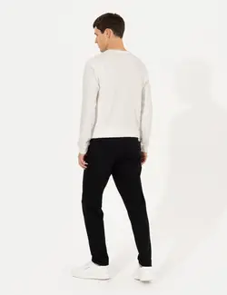 شلوار راحتی مردانه نخی معمولی سیاه پیرکاردین