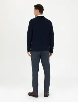 شلوار مردانه راه جیبدار جذب سرمه ای پیرکاردین