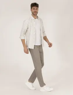 شلوار مردانه طرحدار جذب قهوه ای روشن پیرکاردین