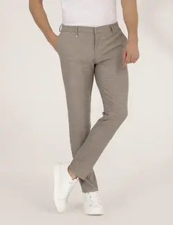 شلوار مردانه طرحدار جذب قهوه ای روشن پیرکاردین