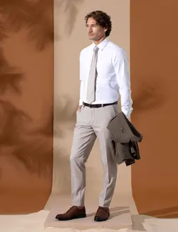 شلوار مردانه طرحدار جذب قهوه ای روشن پیرکاردین