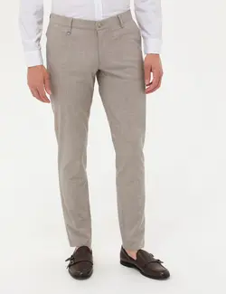 شلوار مردانه طرحدار جذب قهوه ای روشن پیرکاردین