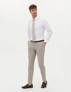 شلوار مردانه طرحدار جذب قهوه ای روشن پیرکاردین