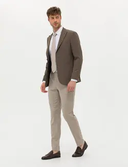 شلوار مردانه طرحدار جذب قهوه ای روشن پیرکاردین