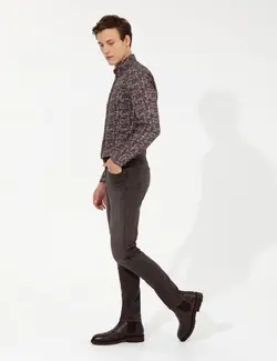 شلوار جین مردانه جیبدار جذب قهوه ای  پیرکاردین