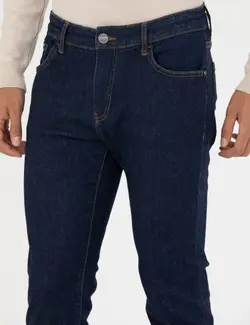 شلوار جین مردانه جیبدار جذب سرمه ای پیرکاردین