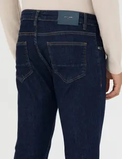 شلوار جین مردانه جیبدار جذب سرمه ای پیرکاردین