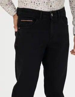 شلوار جین مردانه جیبدار جذب سیاه پیرکاردین