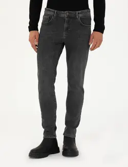 شلوار جین مردانه جیبدار جذب زغالی پیرکاردین