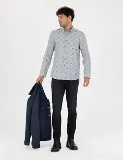 شلوار جین مردانه جیبدار جذب سیاه پیرکاردین