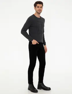 شلوار کتان و پارچه ای مردانه جیبدار جذب سیاه پیرکاردین